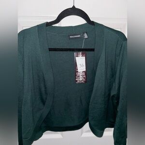 Nina Leonard Green Open Shrug, Size 1X NWT